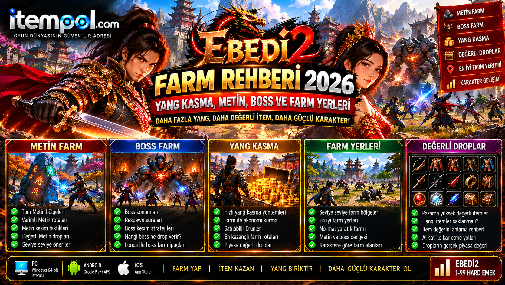 Ebedi2 Farm Rehberi 2026: Yang, Metin ve Boss Farm