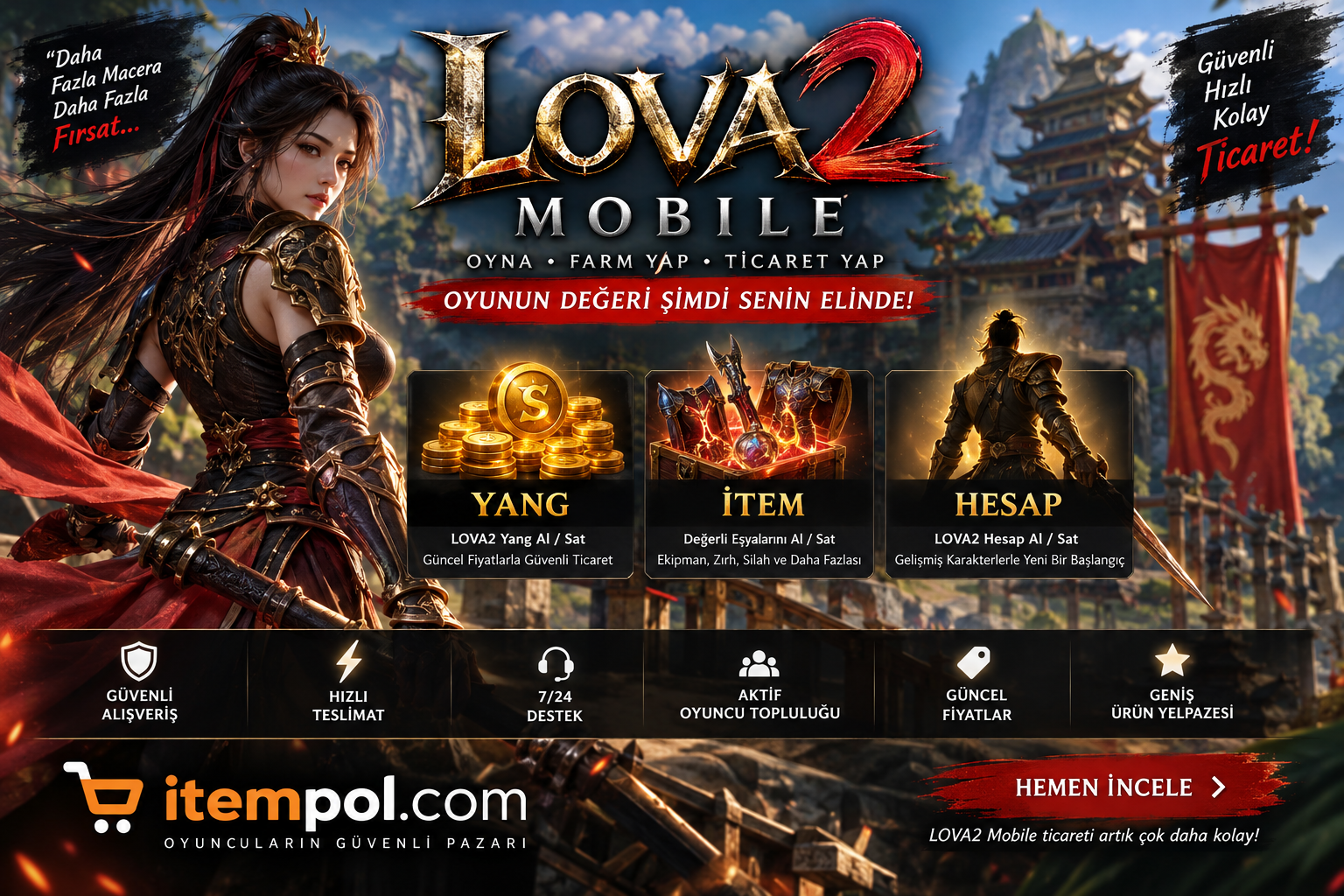 LOVA2 Mobile, LOVA2 Yang, LOVA2 Item, LOVA2 Hesap, LOVA2 Karakter, LOVA2 Ticaret