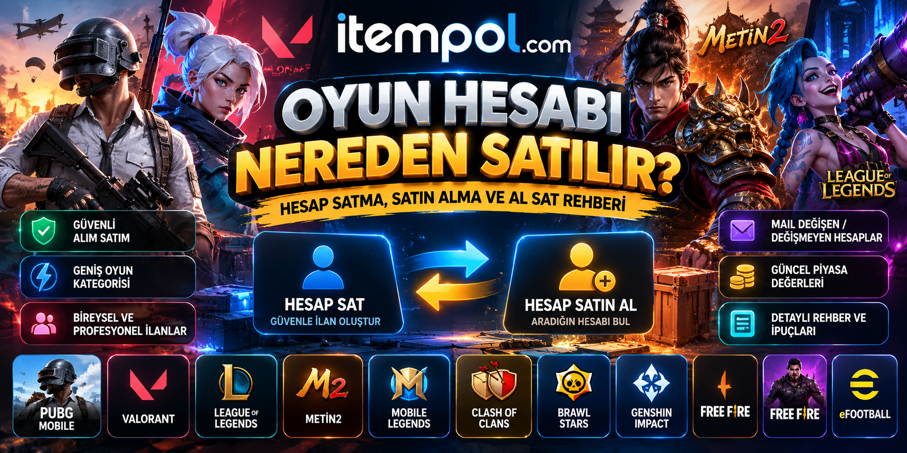 Oyun Hesabı Nereden Satılır? Hesap Satma, Satın Alma ve Al Sat 2026