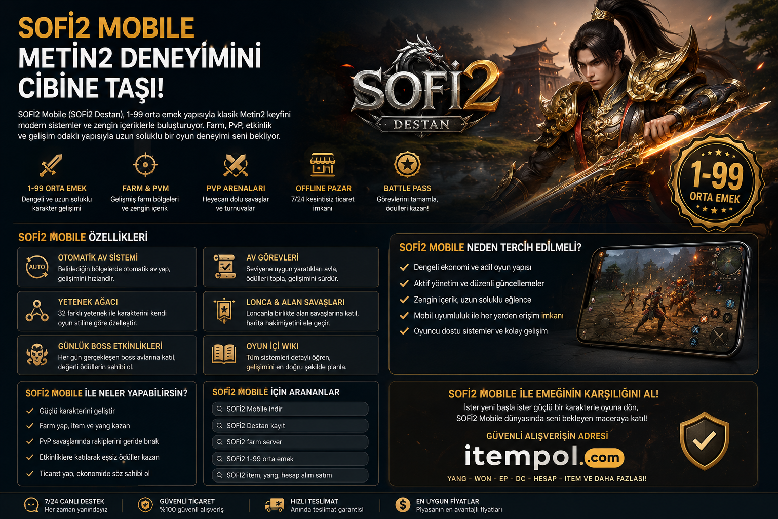 SOFİ2, SOFİ2 Mobile, SOFİ2 Destan, SOFİ2 Yang, SOFİ2 İtem, SOFİ2 Hesap, SOFİ2 Farm, Metin2 Mobile