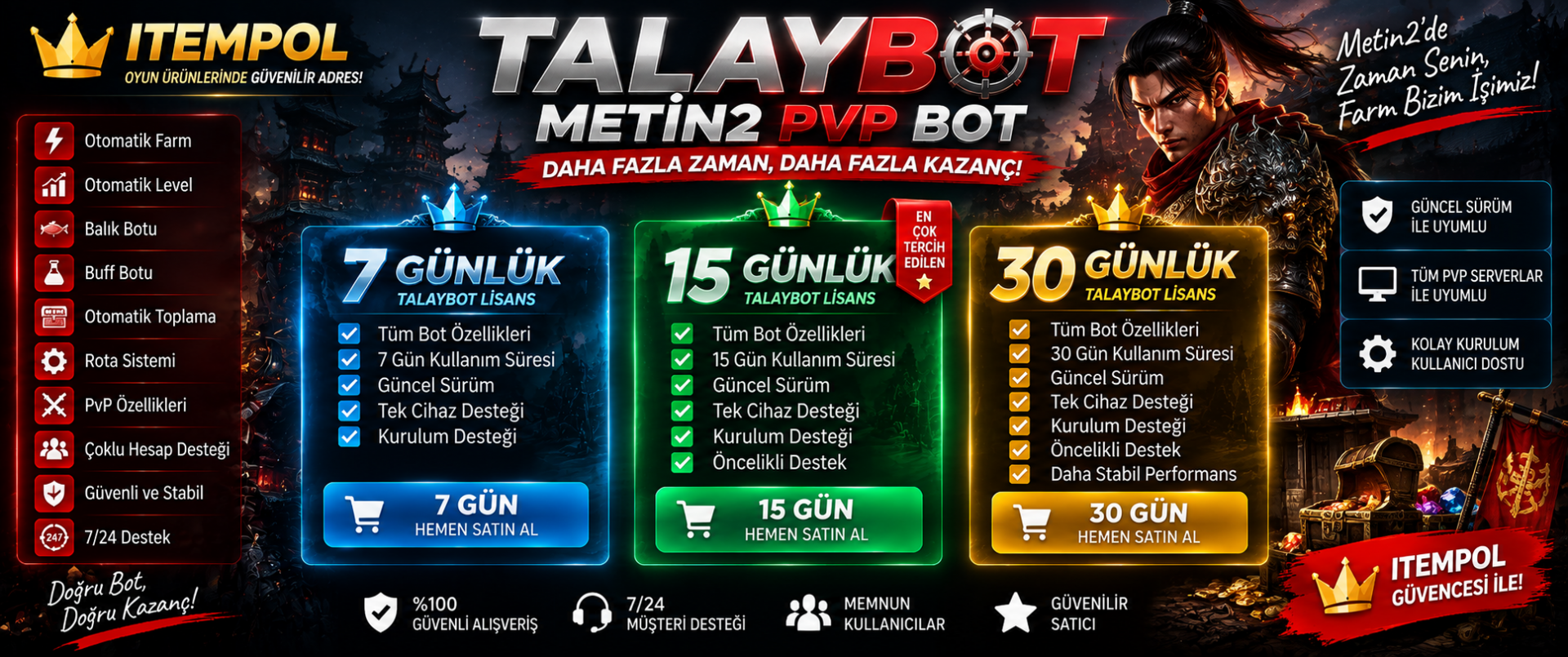 TalayBOT, TalayBOT Satın Al, TalayBOT Lisans, Metin2 PVP Bot
