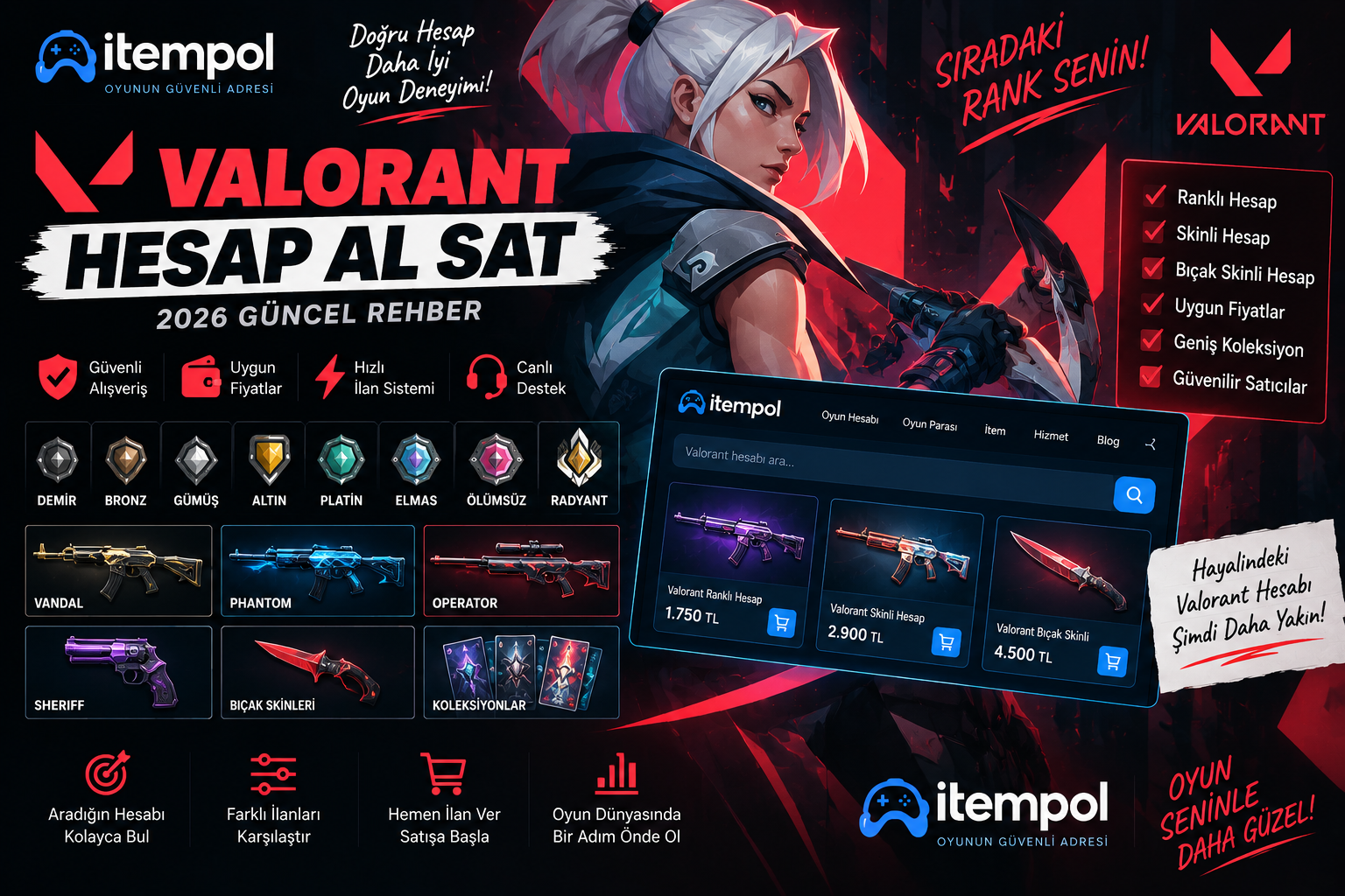 Valorant hesap, Valorant hesap al, Valorant hesap sat, Valorant hesap al sat, Valorant hesap fiyatları, Valorant hesabım kaç TL eder, skinli Valorant hesap, ranklı Valorant hesap, ucuz Valorant hesap,