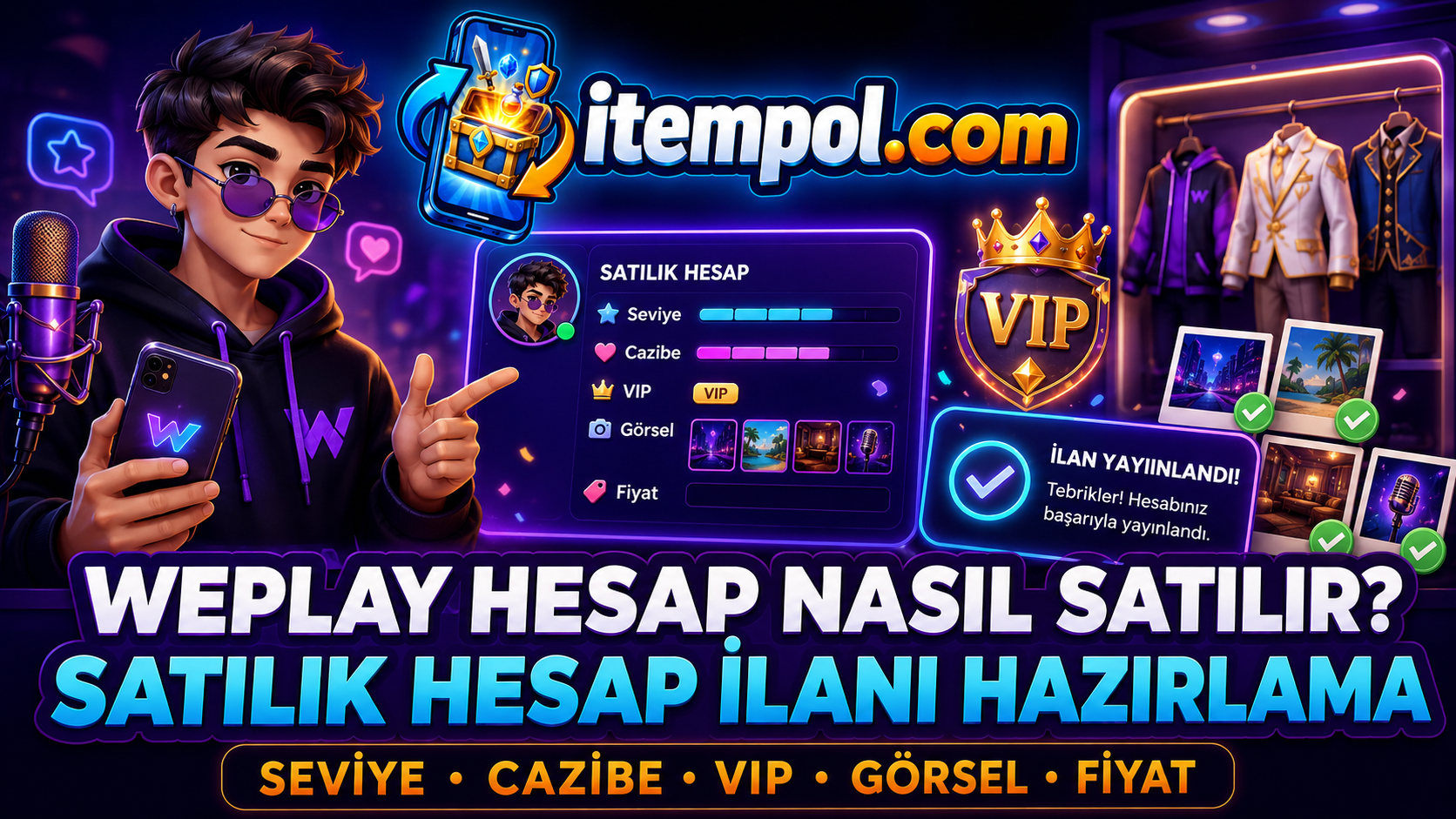 WePlay hesap sat, WePlay hesap nasıl satılır, WePlay satılık hesap ilanı, WePlay hesap satış sitesi, itempol.com