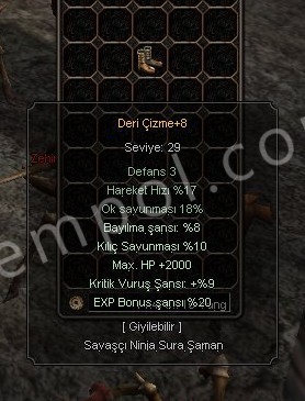 +8 DERİ ÇİZME 20EXP FARMLIK