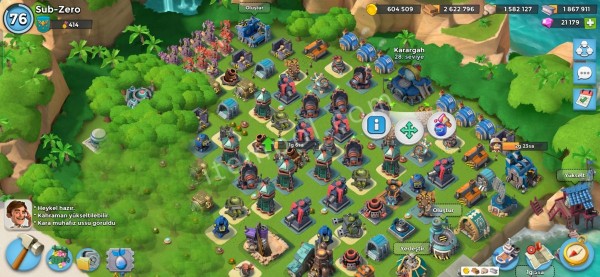 Boombeach 76level karargah çephanelik full 21179 adet elmas full dolu fırsat boombeach hesap satılık