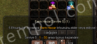 FARM HASAR SEVİYE5 1-50 ARASI FARM HASAR BONUSU VERİR