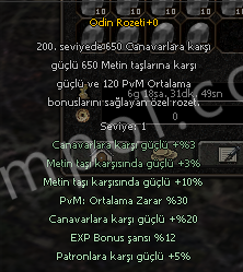 Odin Rozeti +0 30 PVM - 20 CANAVAR - 10 METİN